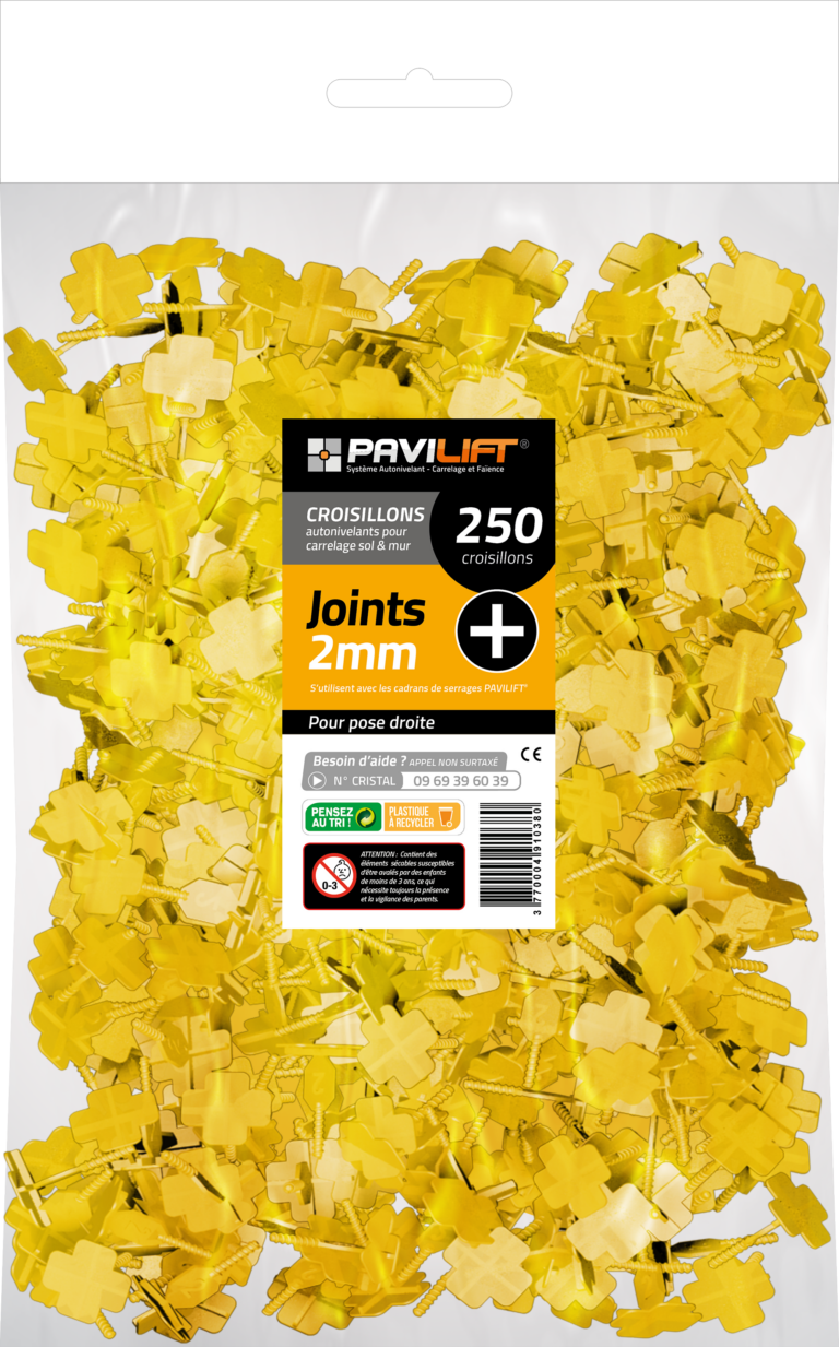 Sachet de 250 croisillons croisillons autonivelants PAVILIFT 2 mm en +