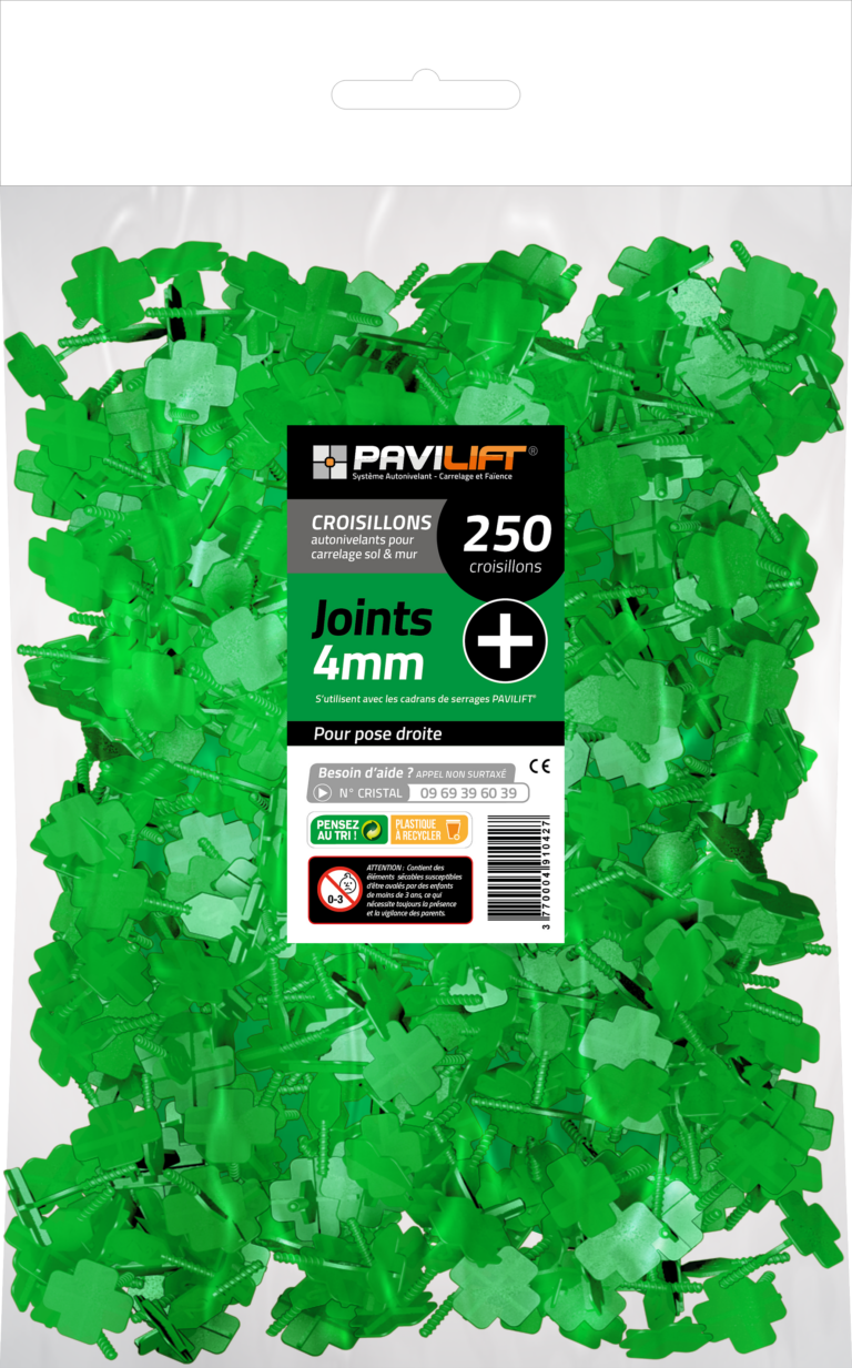 Sachet de 250 croisillons croisillons autonivelants PAVILIFT 4 mm en +