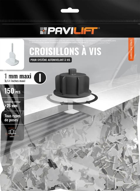Sachet de 150 croisillons autonivelants PAVILIFT 1mm MAXI en I